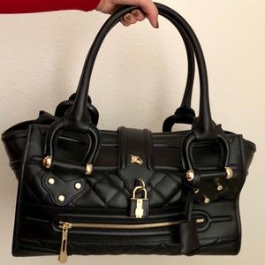 Burberry Leather Manor Bag, Black